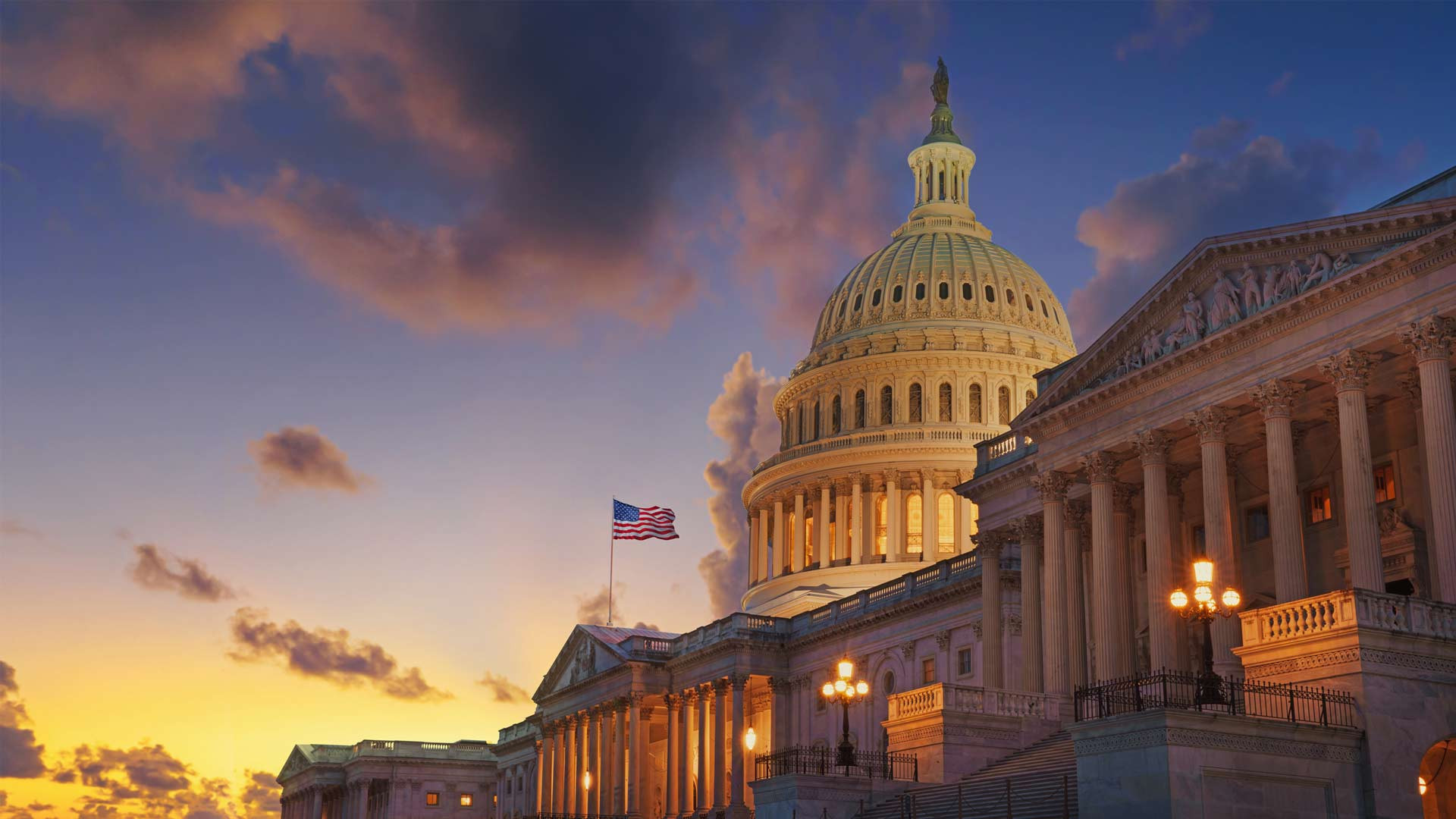 Homepage slider image US Capitol in the evening